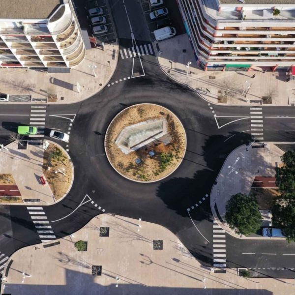 Vue aérienne d'un rond point