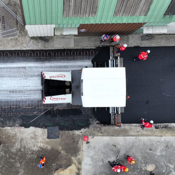 Vue du dessus d'un chantier de power road